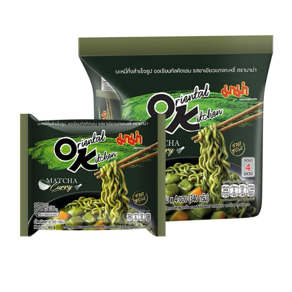 มาม่า โอเค ออเรียนทัลคิตเชน บะหมี่กึ่งสำเร็จรูป รสชาเขียวแกงกะหรี่ 85 ก. OK Oriental Kitchen มัทฉะ รูปที่ 1