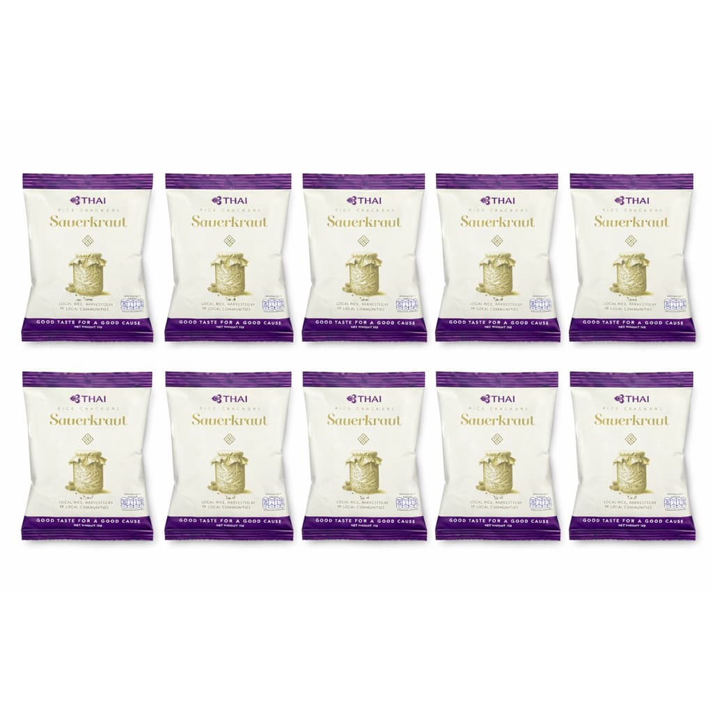 ข้าวกรอบ รสกะหล่ำปลีดอง 10 ซอง Thai Rice Crackers รูปที่ 1