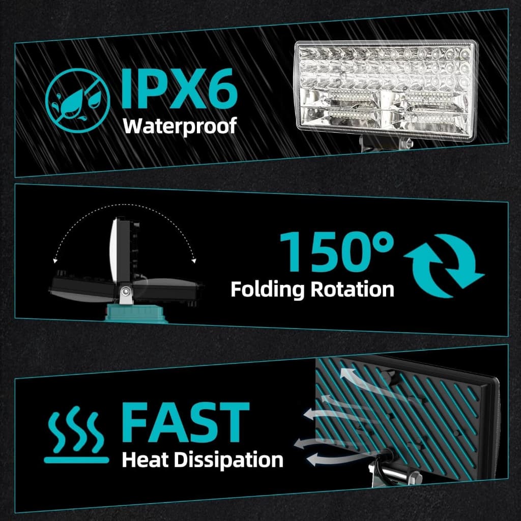 LED ไฟฉาย osuka ไฟ สปอร์ตไลท์ ไร้สาย แบตเตอรี่ พกพา โคมไฟไร้สาย สปอตไลท์ ไฟแบตเตอรี่ ไฟฉายแบต for Makita MASARU โอซู รูปที่ 3