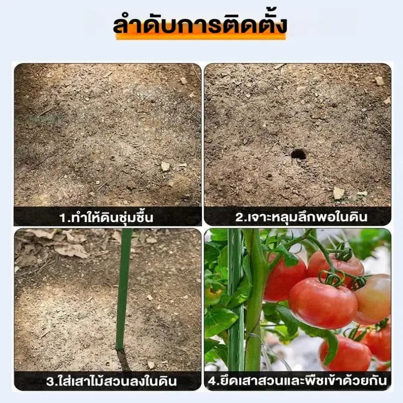 ไม้ค้ำต้นไม้ยาว60 - 180ซม. กันน้ำทนทานเหล็ก เคลือบพลาสติก ไม้ค้ำต้นไม้ DIY ซุ้มต้นไม้ หลักไม้เลื้อย รูปที่ 8