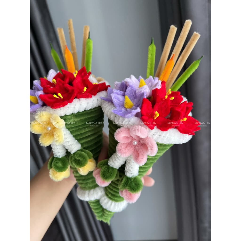 กรวยไหว้ครู ลวดกำมะหยี่DIY รูปที่ 6