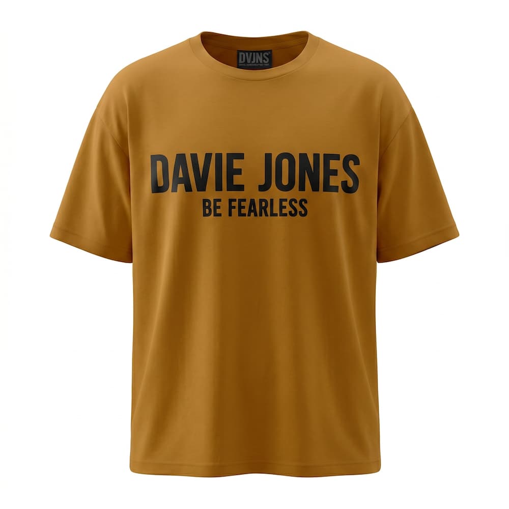 DAVIE JONES เสื้อยืดผู้ชาย Logo Oversized Fit T-Shirt สีเทา ส้ม น้ำตาล เหลือง ครีม LG0165 รูปที่ 4