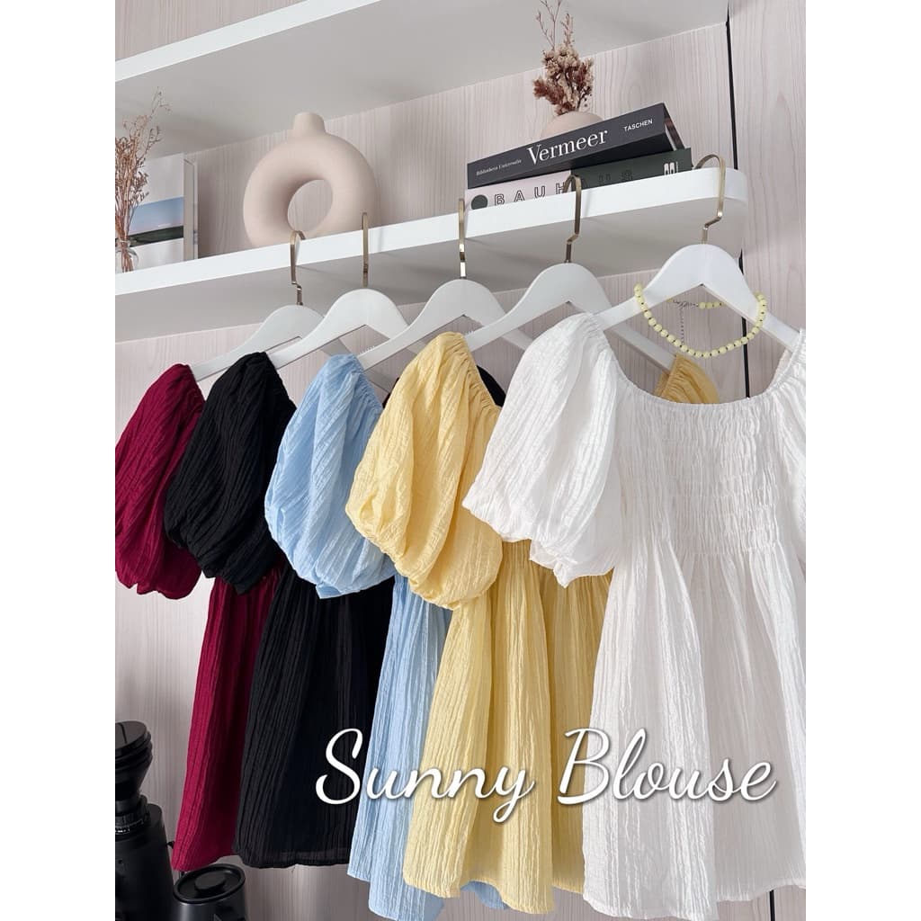 SUNNY BLOUSE เสื้อคอเหลี่ยมแขนพองทรงบอลลูน สม็อคช่วงอก ยืดได้เยอะ ผ้าฝ้ายผสมอัดยับย่น รูปที่ 9