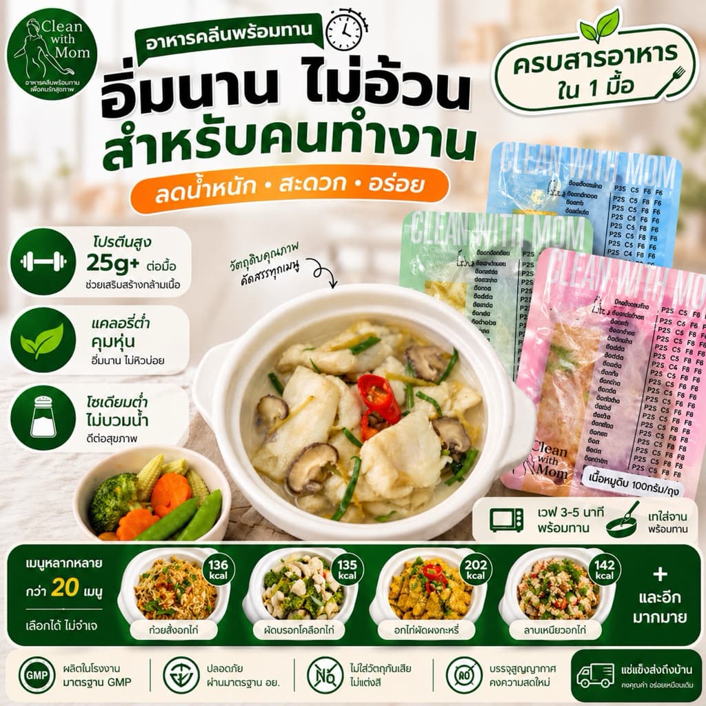 อาหารคลีน หมู ปลา ไก่ 14 วัน 44 มื้อ โปรตีนสูง อิ่มนาน คุมแคล พร้อมทาน | Clean with Mom รูปที่ 4