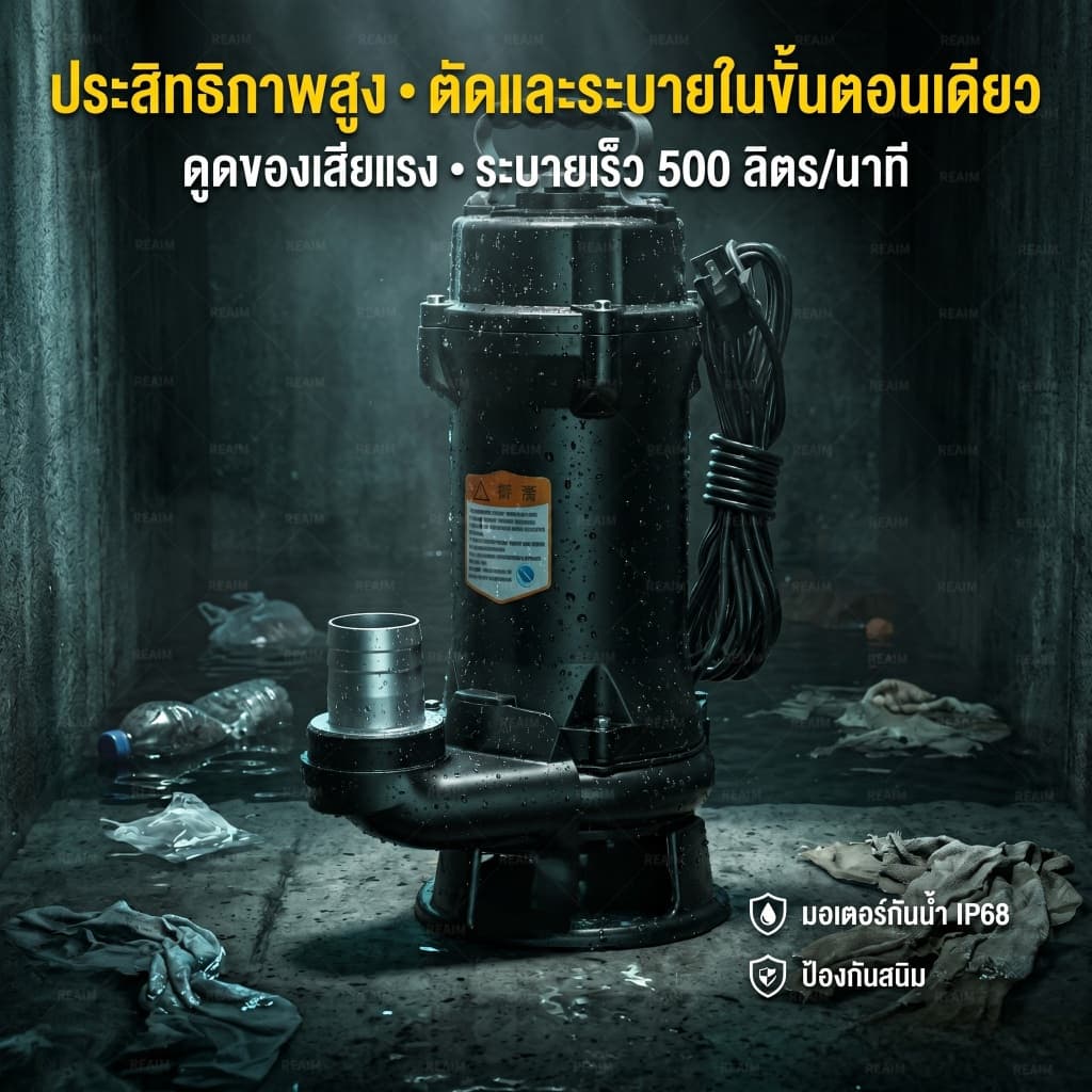 REAIM จอมพลัง ปั๊มแช่ดูดโคลน 2นิ้ว ปั๊มแช่ ปั๊มไดโว่ ดูดโคลน ปั๊มจุ่ม 1800วัตต์ ไดโว่ดูดโคลน ปั๊ม รูปที่ 2