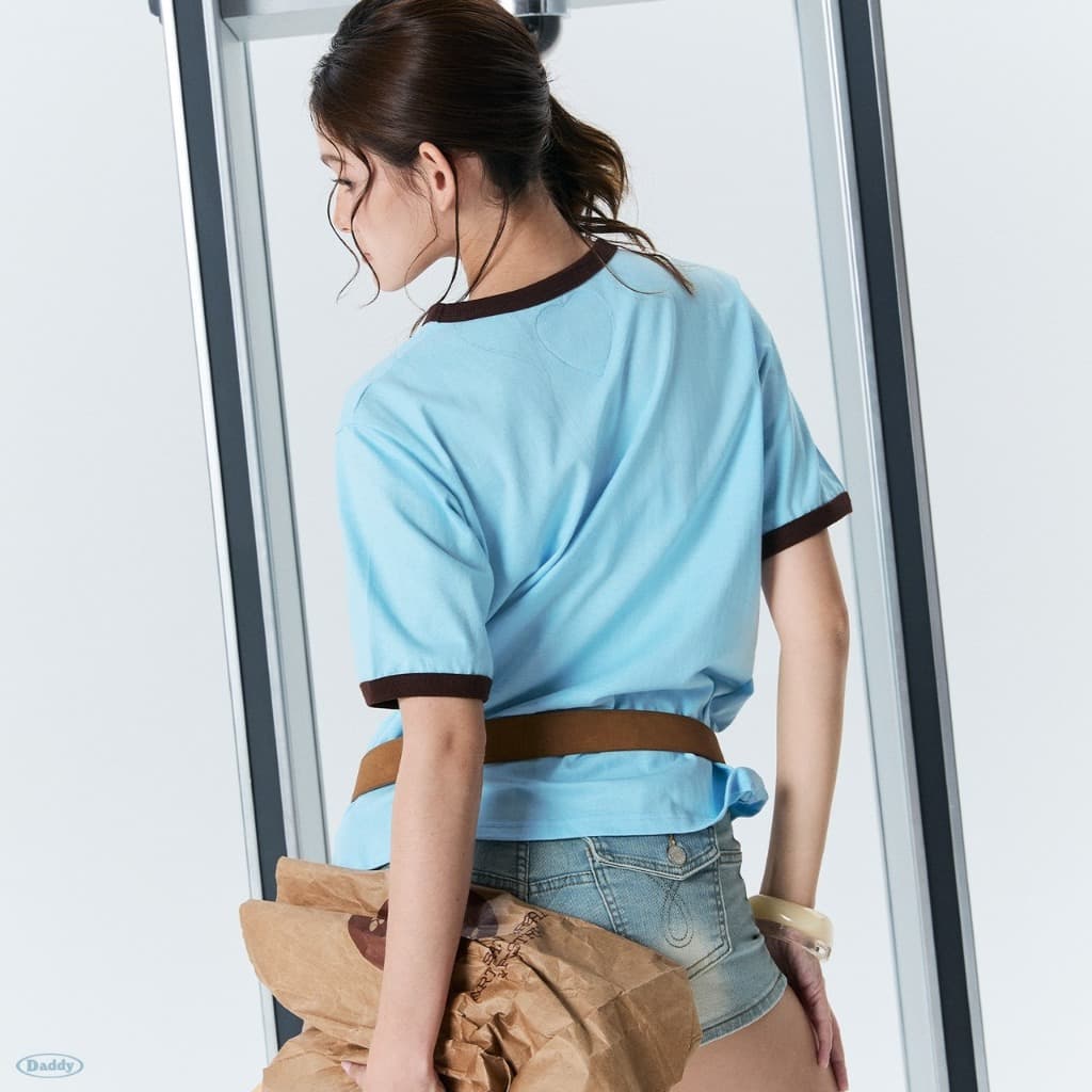 DADDY | Music Heart Boxy Ringer Tee เสื้อสีฟ้า สุดน่ารัก รูปที่ 6