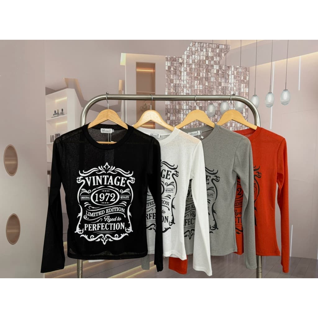 A229 BunnyFashion เสื้อสลาฟแขนยาว ผ้าบาง มี2 ไซส์ รูปที่ 3