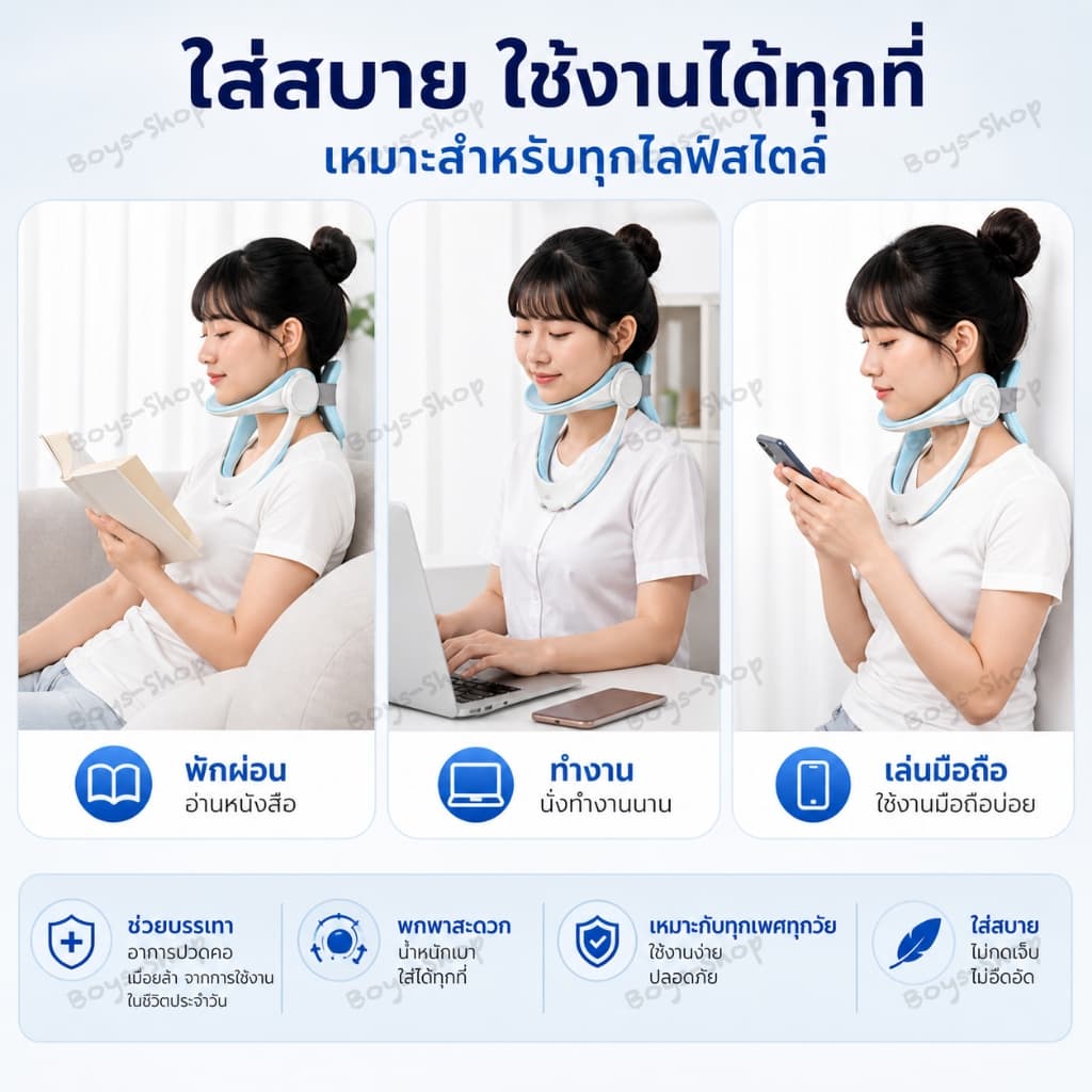 เฝือกพยุงคอ รุ่นใหม่2026 แก้คอยื่น ป้องกันก้มคอ ปรับกระดูกคอ อุปกรณ์ดามคอ ใช้ได้ผู้ใหญ่/เด็ก ใส่สบาย แก้ปวดคอ นั่งทำงาน รูปที่ 7