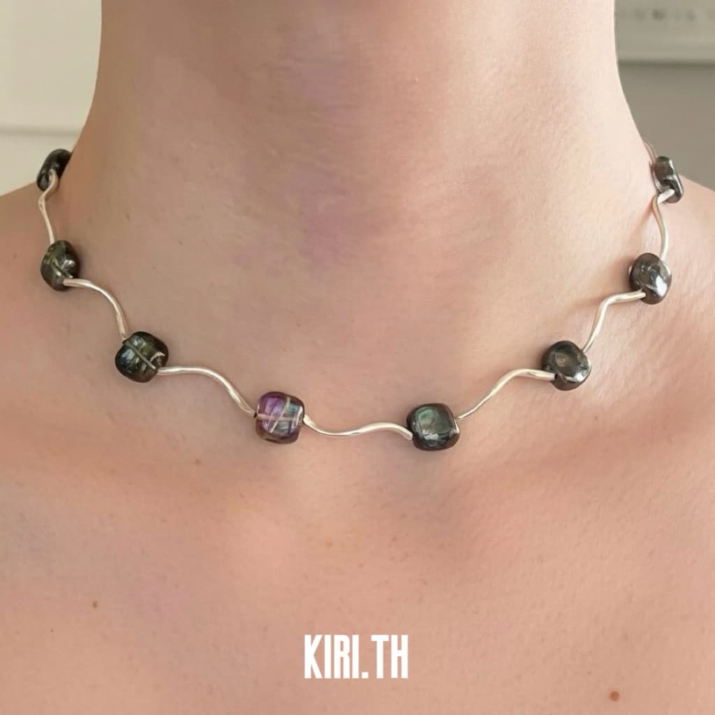 สร้อยลูกปัด สร้อยคอแฮนด์เมด ! สไตล์มินิมอล ปรับสายได้ รูปที่ 3