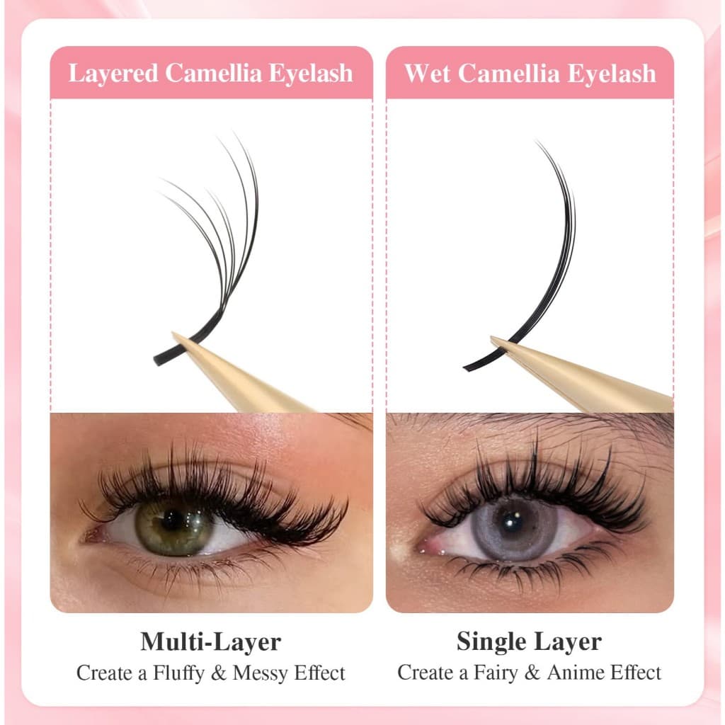 NAGARAKU ขนตาคามิเลียแบบช่อ Layered Camellia LB/LC/LD ฟุ้งธรรมชาติ นุ่มเบาพิเศษ ต่อเสร็จไว ขนตานาการากุ แท้100% รูปที่ 6