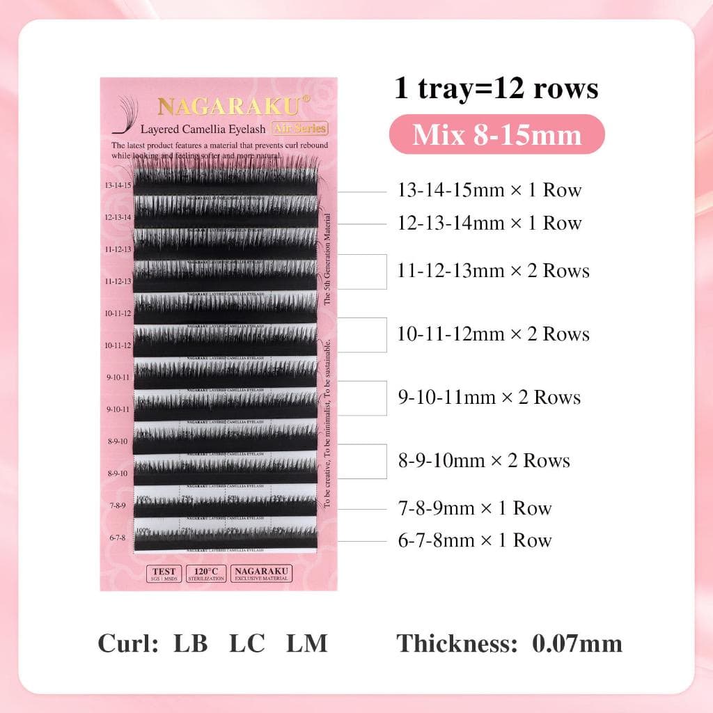 NAGARAKU ขนตาคามิเลียแบบช่อ Layered Camellia LB/LC/LD ฟุ้งธรรมชาติ นุ่มเบาพิเศษ ต่อเสร็จไว ขนตานาการากุ แท้100% รูปที่ 8