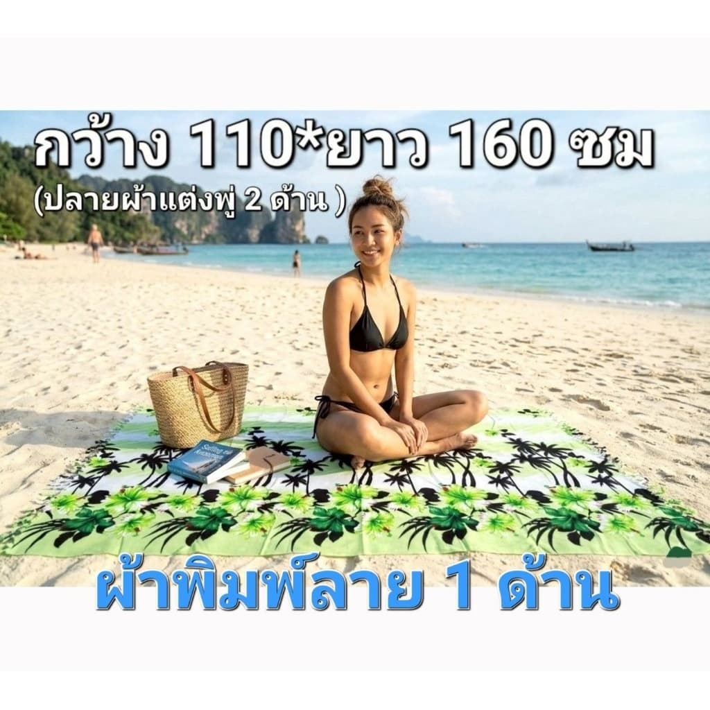 กว้าง 110*ยาว 160ซมผ้าชายหาดลายปลา ผ้าผันตัว ผ้าชายหาดลายทะเล ผ้าฮาวาย ผ้าชายหาด pareo โสร่ง รูปที่ 2