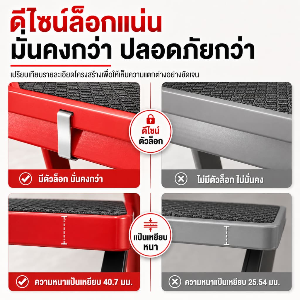 บันไดพับได้ บันไดอลูมิเนียมหนาพิเศษ 2-8 ขั้น รับน้ำหนัก 500KG กันลื่น แข็งแรง พับเก็บง่าย ใช้ในบ้าน ร้านค้า งานช่าง รูปที่ 7