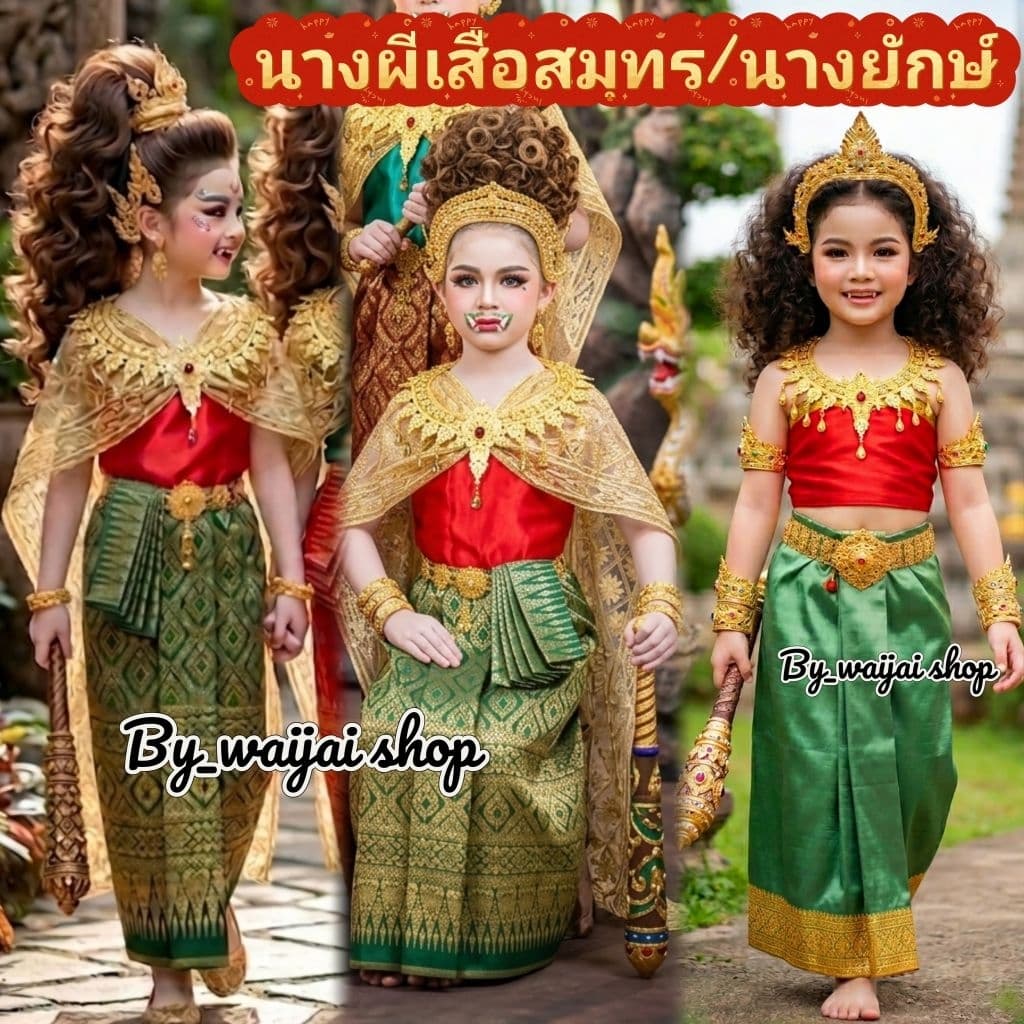ชุดนางในวรรณคดี ชุดไทยการแสดง เรียกแมสได้ ขุนแผน วันทอง พระอภัยมณี นางเงือก ชุดฤาษี ชุดเงาะป่า รูปที่ 7