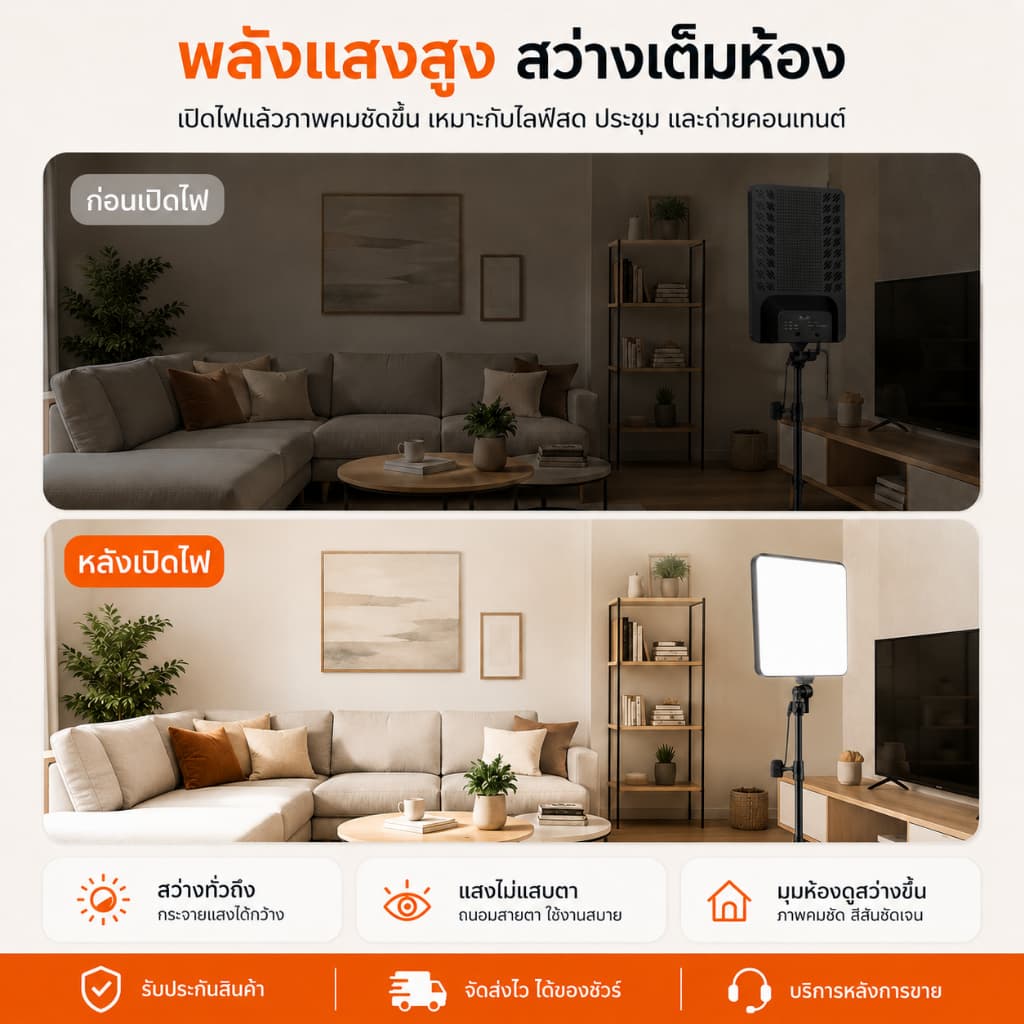 24นิ้ว ไฟสตูดิโอ ไฟไลฟ์สด ไฟถ่ายภาพ LED Light พร้อมรีโหมด ไฟถ่ายภาพ รีโมทแสงได้ ไฟต่อเนื่อง Studio รูปที่ 9
