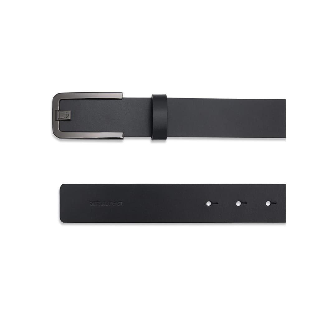 DAPPER เข็มขัดหนังแท้ D Engraved Plaque Belt สีดำ รูปที่ 5