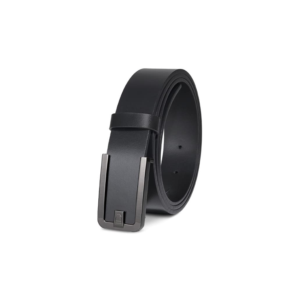 DAPPER เข็มขัดหนังแท้ D Engraved Plaque Belt สีดำ รูปที่ 2