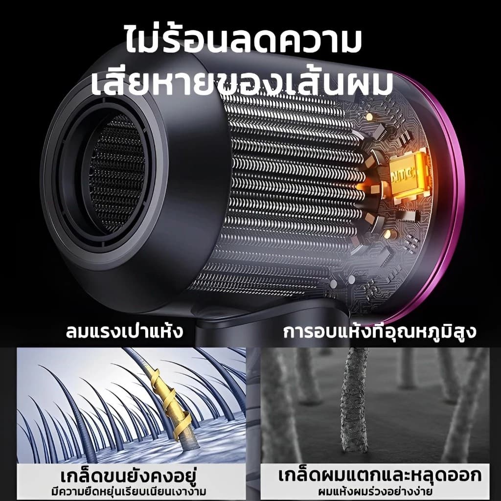 รับประกัน5ปีไดร์เป่าผม ผมแห้งเร็วพิเศษ ปรับลมร้อนและเย็นได้ ไอออนลบ เครื่องเป่าผมไฟฟ้า ไดร์เป่าผมรุ่นพกพา รูปที่ 6