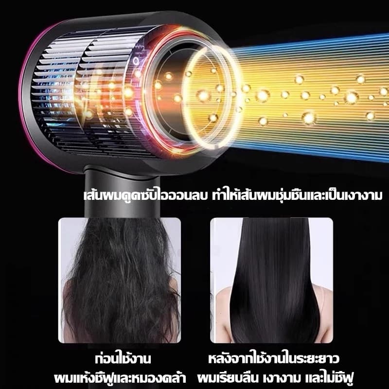 รับประกัน5ปีไดร์เป่าผม ผมแห้งเร็วพิเศษ ปรับลมร้อนและเย็นได้ ไอออนลบ เครื่องเป่าผมไฟฟ้า ไดร์เป่าผมรุ่นพกพา รูปที่ 8