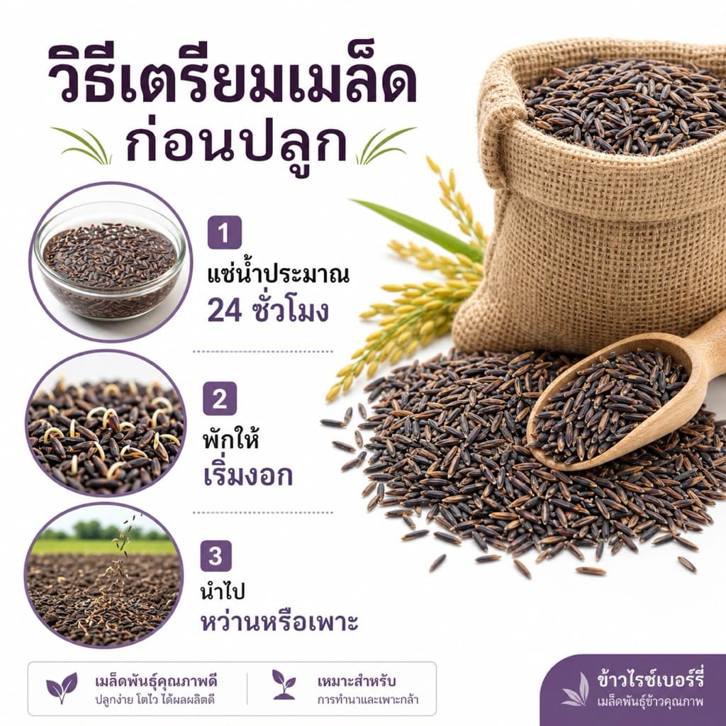 เมล็ดพันธุ์ข้าวไรซ์เบอร์รี่ ปลูกง่าย งอกไว ข้าวเปลือกคัดมือ เมล็ดสมบูรณ์ ปลูกได้ทุกพื้นที่ รูปที่ 3