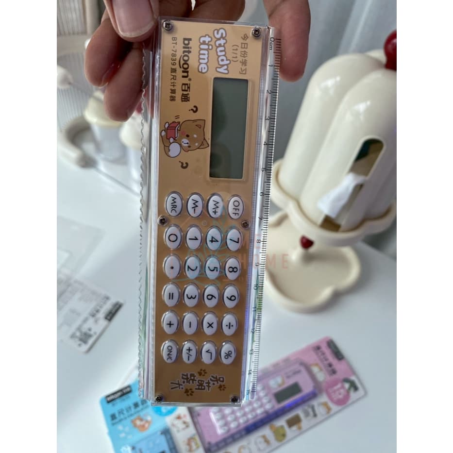 ไม้บรรทัดเครื่องคิดเลข ไม้บรรทัดพร้อมเครื่องคิดเลข 2in1 ลายการ์ตูนน่ารัก 15 ซม. Calculator Ruler นักเรียน พกพาง่าย รูปที่ 4