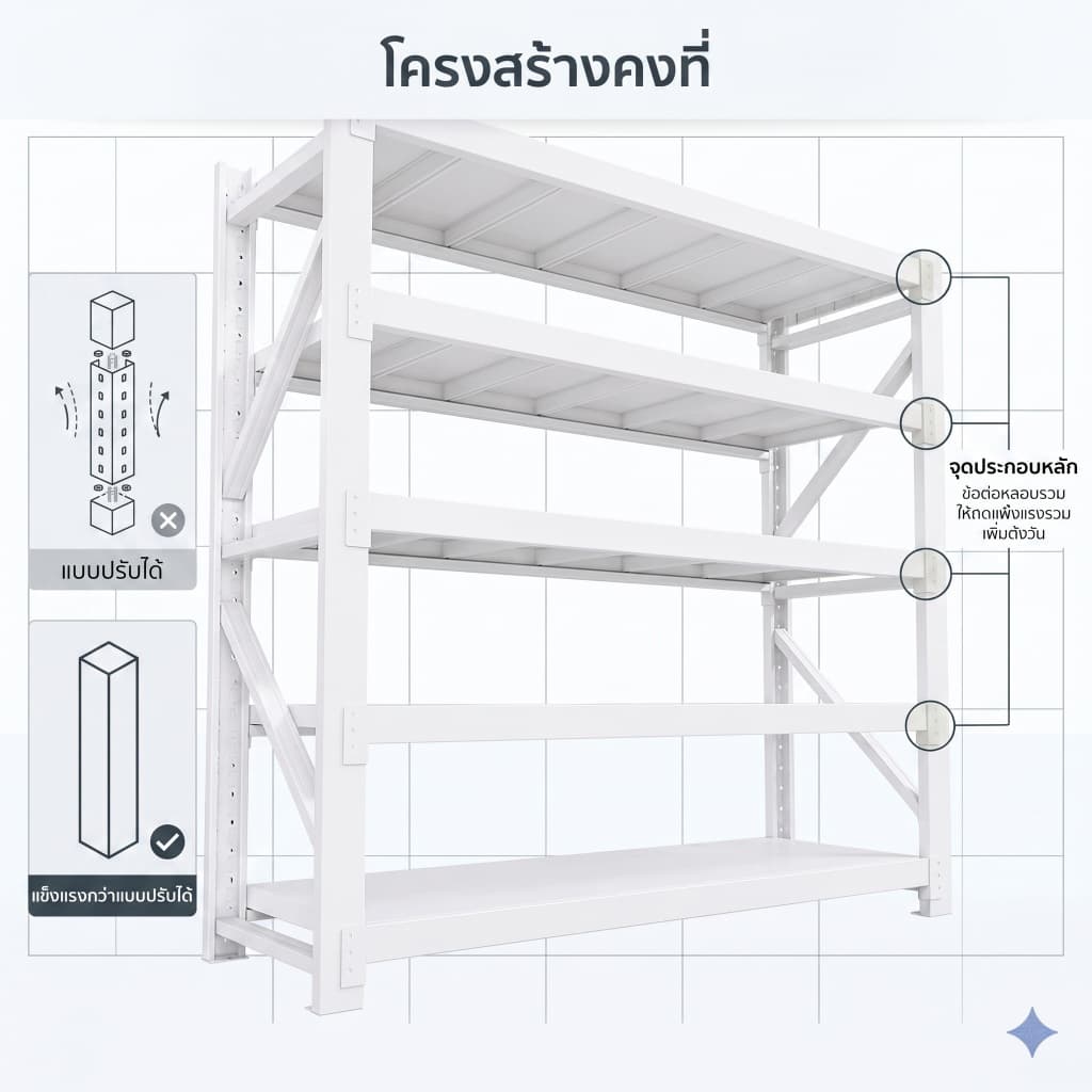 BLOVE ชั้นวางของ 5ชั้น ปรับสูงได้ รับน้ำหนัก 250กก./ชั้น ป้องกันสนิม ทนทาน โกดัง ครัว รูปที่ 4