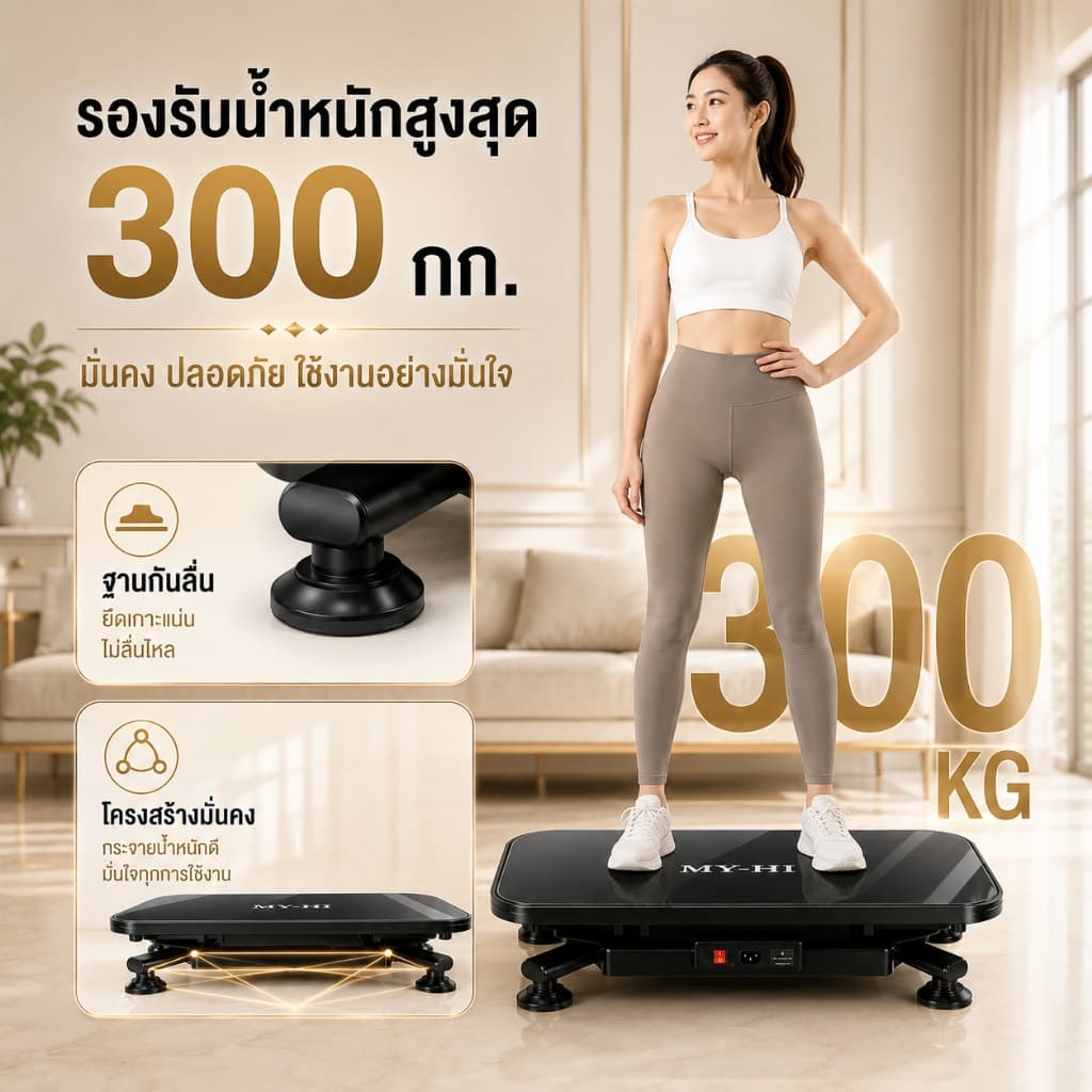 เครื่องสั่นออกกำลังกาย แผ่นสั่นฟิตเนส ลดน้ำหนัก ลดพุง ใช้ในบ้าน ปรับแรงสั่น 30 ระดับ รองรับ 300 กก รูปที่ 7