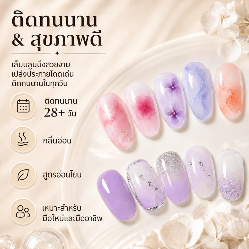 Modelones เจลฟุ้งสีใส Blooming Gel 15ml ทำลายหินอ่อน สีเจลกระจาย UV/LED DIY เบลนสีง่าย ไพรเมอร์ รูปที่ 2