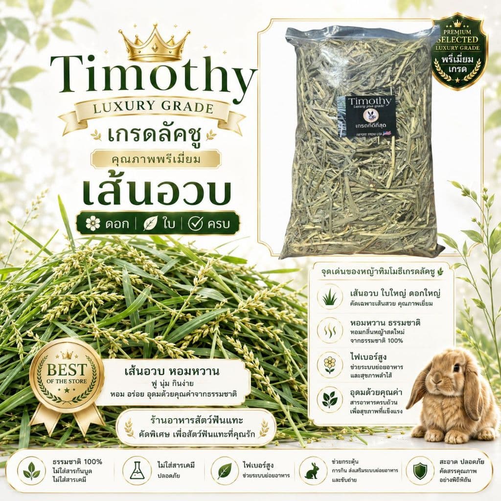 หญ้าเกรดนำเข้า ทิมโมธี 1กก Timothy คัท1 ใบเยอะ ดอกเยอะ ขายดี รูปที่ 6