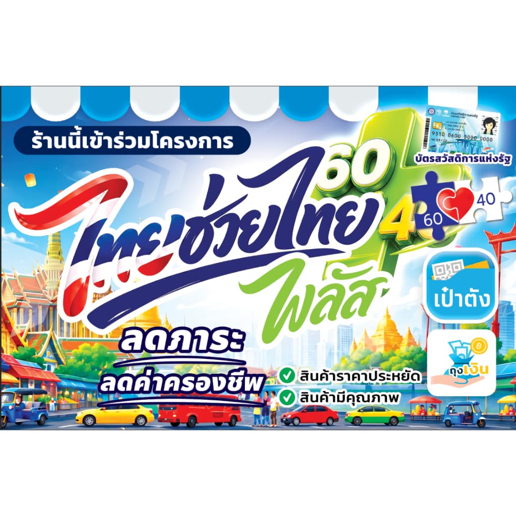 ป้ายไวนิล ไทยช่วยไทย สีสดคมชัด ทนแดด ทนฝน เปลี่ยนแปลงเพิ่มเติมข้อความได้ เจาะรูตาไก่ฟรี ส่งวันต่อวัน รูปที่ 3