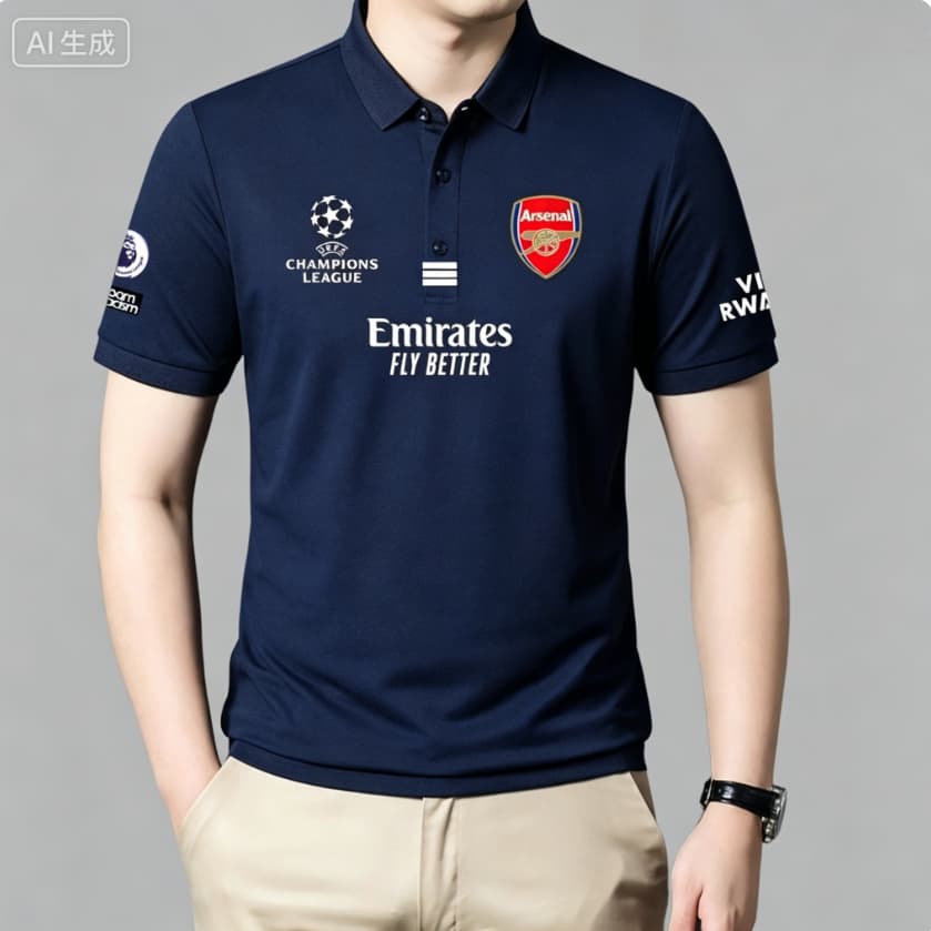 Arsenal Shirt, Polo Shirt Premier League Football Club Men's Polo Shirts and unisex polo รูปที่ 3