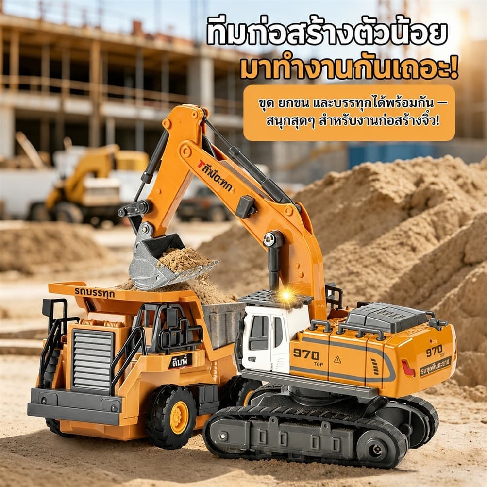 รถขุดบังคับวิทยุ Mini RC 1:64 อัลลอยด์ ขนาดจิ๋ว ของเล่นตั้งโต๊ะสำหรับสายสะสม รูปที่ 7