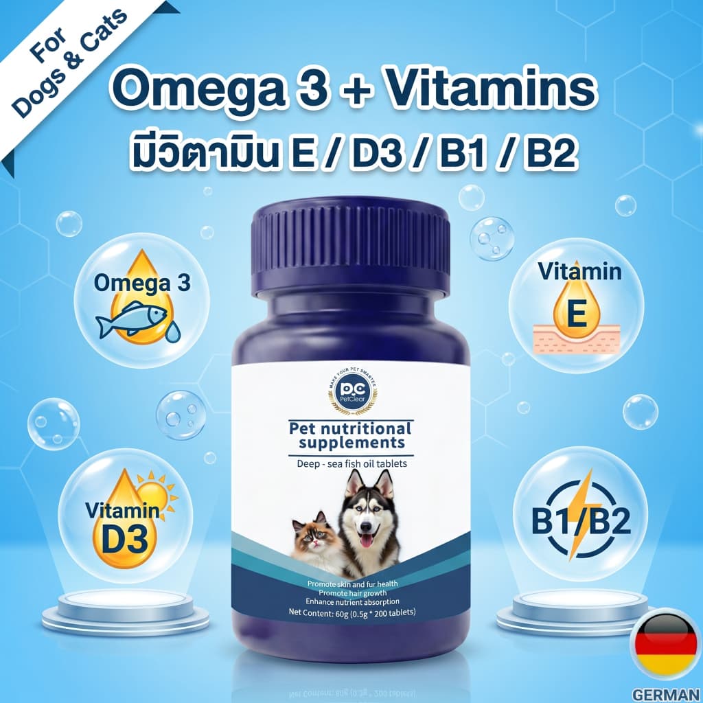 PetClear โอเมก้า 3 Fish Oil Tablets ขนสวยเงางาม สำหรับสุนัขแมว 200 เม็ด รูปที่ 6