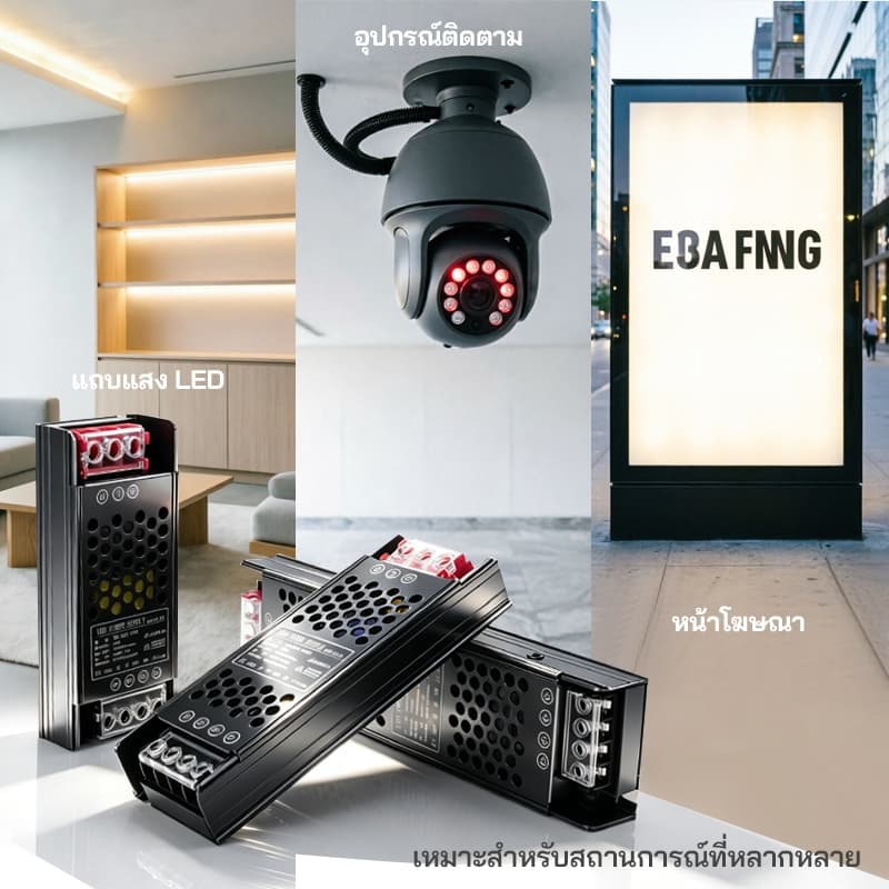 อะแดปเตอร์ LED DC 12V/24V 60W-400W หม้อแปลงบางเฉียบ ไฟออกเสถียร ไร้เสียงรบกวน สำหรับไฟเส้น LED รูปที่ 7