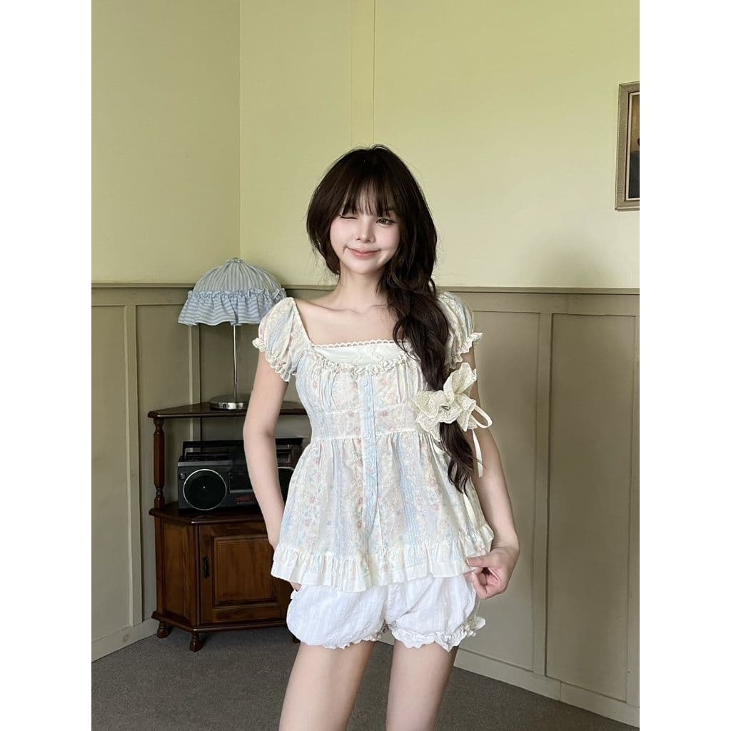 Sherlyn : เสื้อแขนตุ๊กตาเลเยอร์2ชั้น แต่งขอบระบาย รูปที่ 5