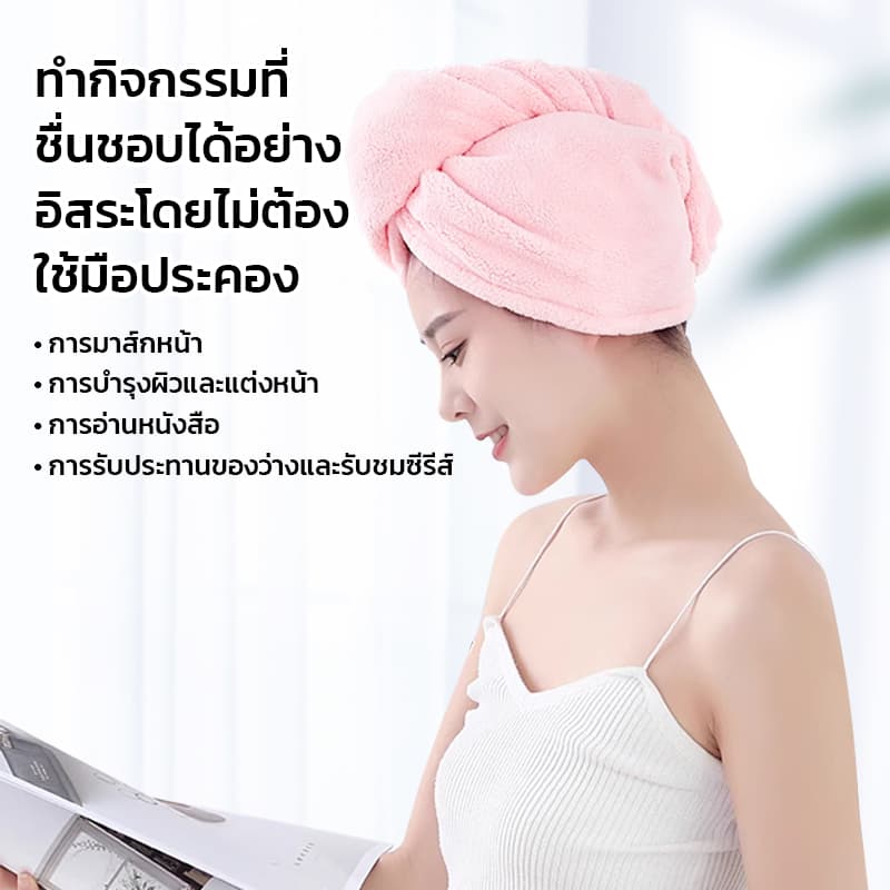 GRAREY หมวกคลุมผมแห้งไว ผ้าคลุมซับน้ำ เส้นใยไมโครไฟเบอร์หนานุ่ม ยับยั้งแบคทีเรีย รูปที่ 6