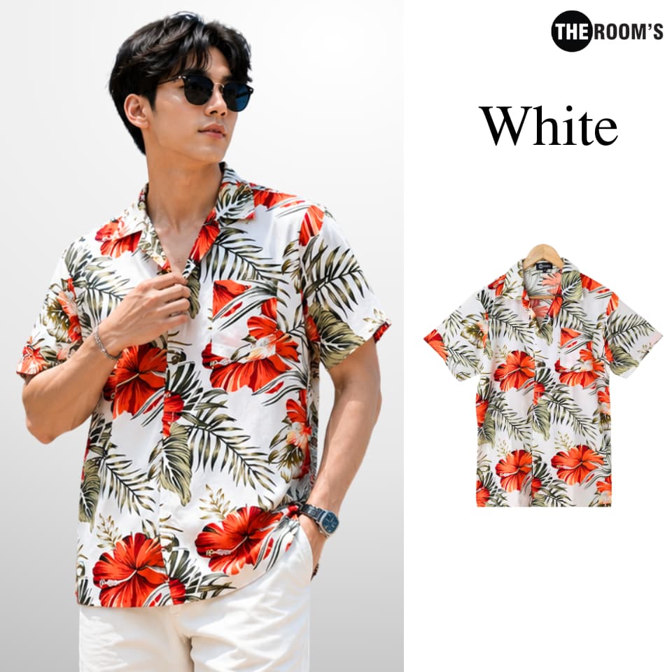 THE ROOM'S - เดอะรูม เสื้อฮาวาย โคตรนุ่ม แขนสั้น ไม่ต้องรีด เสื้อยับยาก ผ้าดีมาก ลาย ป๊อปปี้ รูปที่ 3