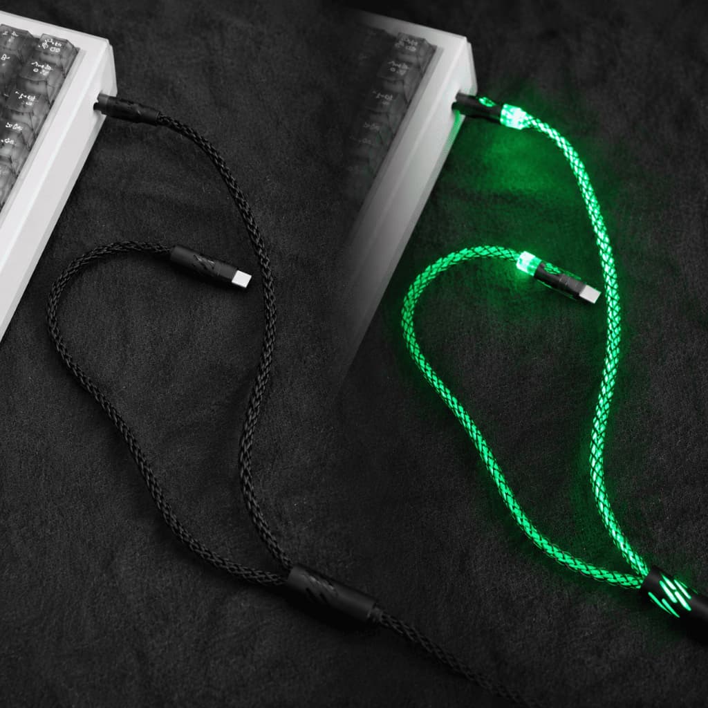 สายถัก Custom Coiled Cable 1-to-2 Crystal Copper Cable 8k Polling rate USB Type C to A แถมฟรีพร้อมกระเป๋า รูปที่ 5