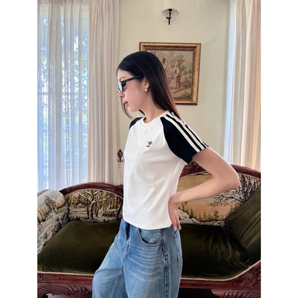 VL 5296 เสื้อยืดแขนสั้น คอกลม แต่งแถบ ผ้านิ่มใส่สบาย รูปที่ 5