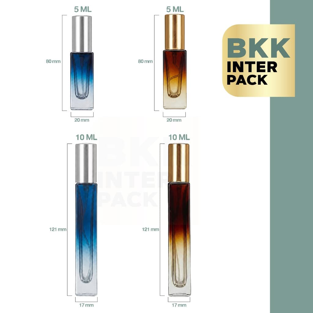 BKKPACK ขวดสเปรย์แก้วไล่สีน้ำตาล 5ml/10ml ขวดแบ่งน้ำหอม ทรงเหลี่ยม พรีเมียม PF004 รูปที่ 2