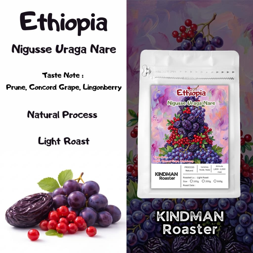 เมล็ดกาแฟ Ethiopia Nigusse Uraga Nare Natural Process by KINDMAN Roaster รูปที่ 1