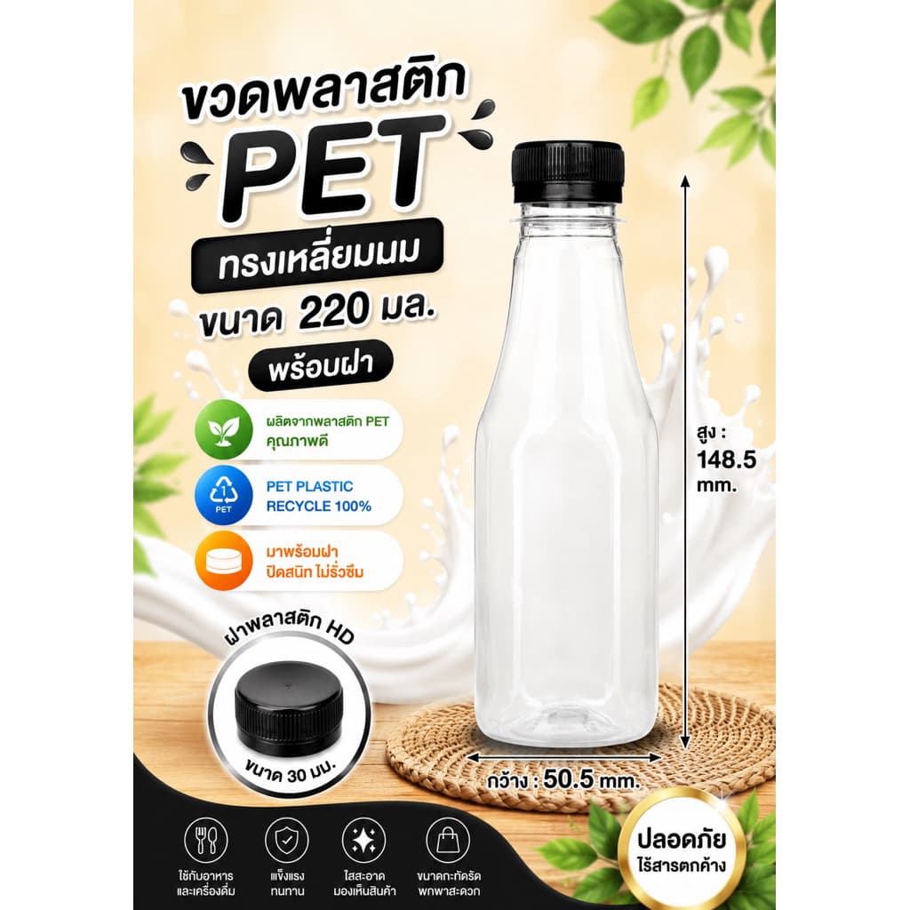 แพ็คใหญ่ ขวดพลาสติก PET ทรงเหลี่ยมนม รูปที่ 6