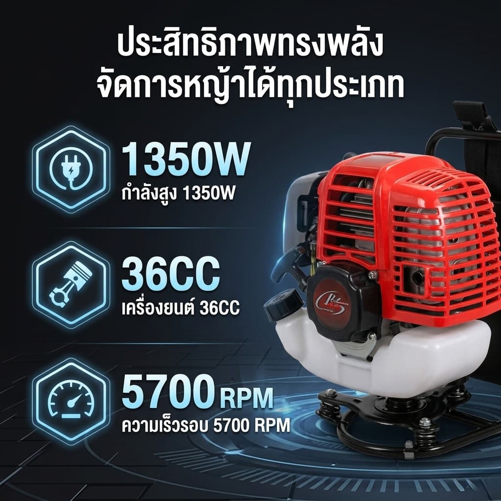 REAIM เครื่องตัดหญ้า2 แถมฟรีหัวตัดหญ้าจังหวะ 52 ซีซี 1200รอบต่อนาที สายสะพายไหล รูปที่ 9