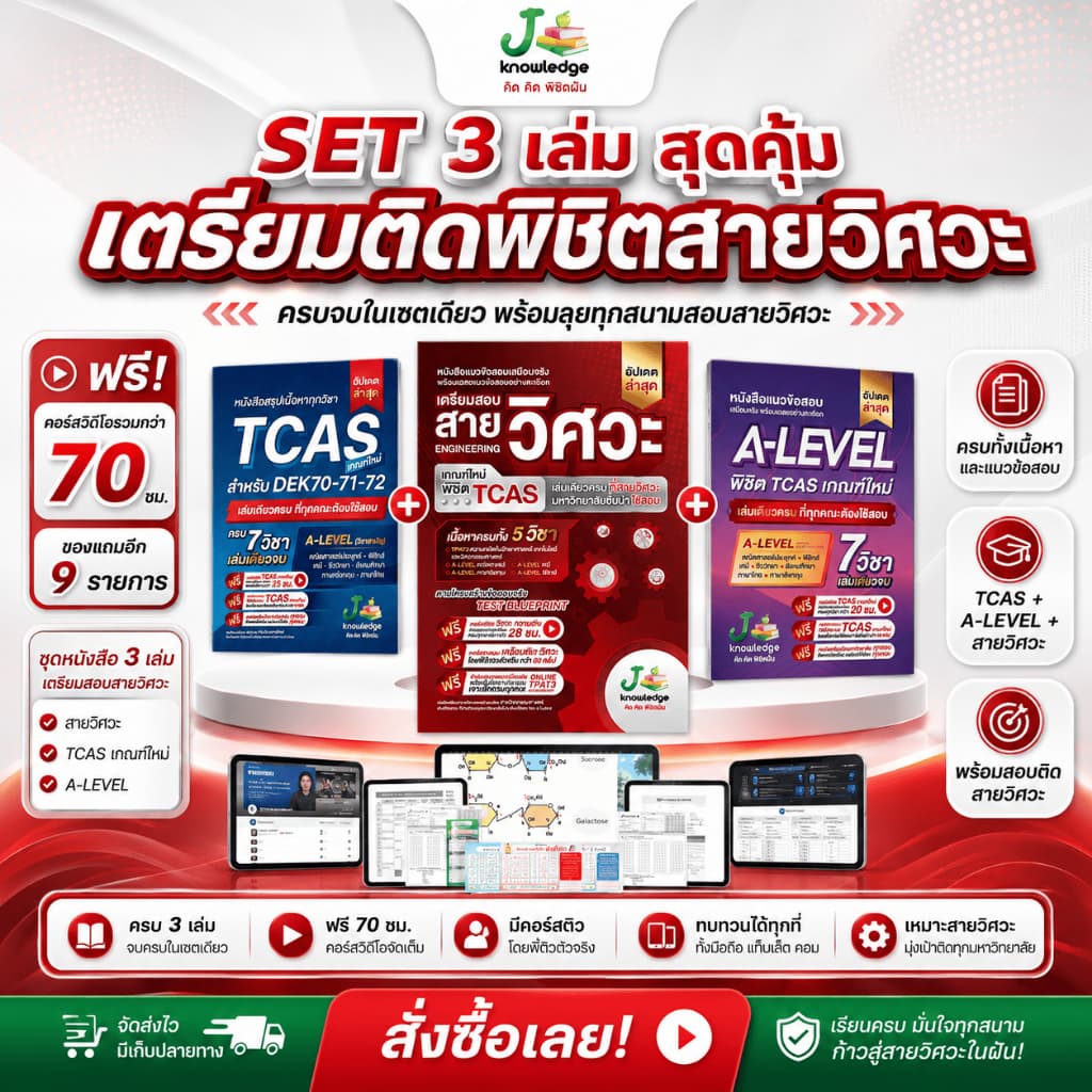 เซ็ตเตรียมติดวิศวะ มหาวิทยาลัยชั้นนำ พร้อมคอร์สติวสรุป+เฉลยข้อสอบรวมกว่า 73 ชม. รูปที่ 1