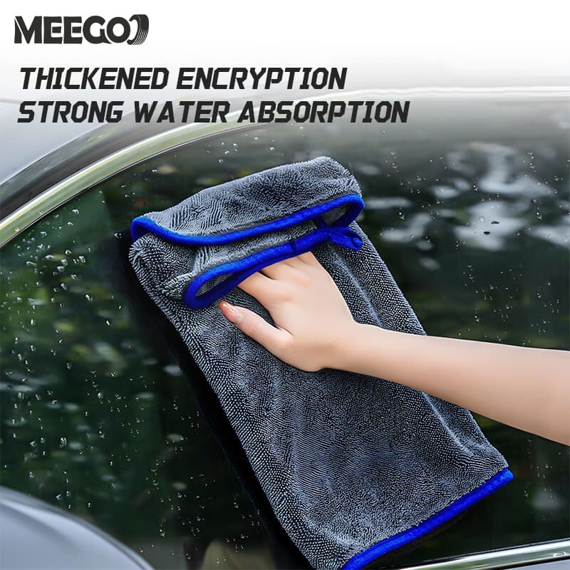MeeGoo ผ้าไมโครไฟเบอร์เช็ดรถ ผ้าขนหนูหนังนิ่ม ผ้าเช็ดรถ ไมโครไฟเบอร์ ดูดซับได้ดี บ้านๆ ขัดเงา รูปที่ 5