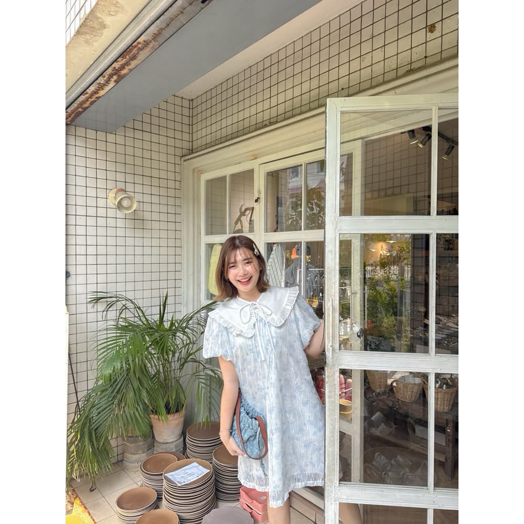 dress015- lollipop Set เดรสแขนบอลลูน+ปกคอบัว รูปที่ 1
