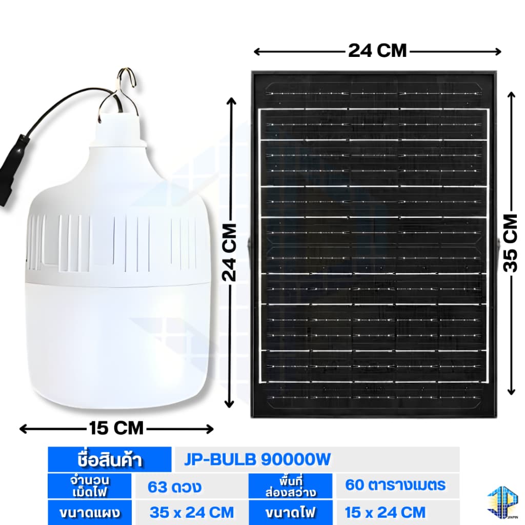 SOLAR BULE ไฟตุ้ม 90000w ไฟตั้งแคมป์ ไฟโซล่าเซลล์แสงไฟสีขาว ไฟพลังงานแสงอาทิตย์ รูปที่ 8