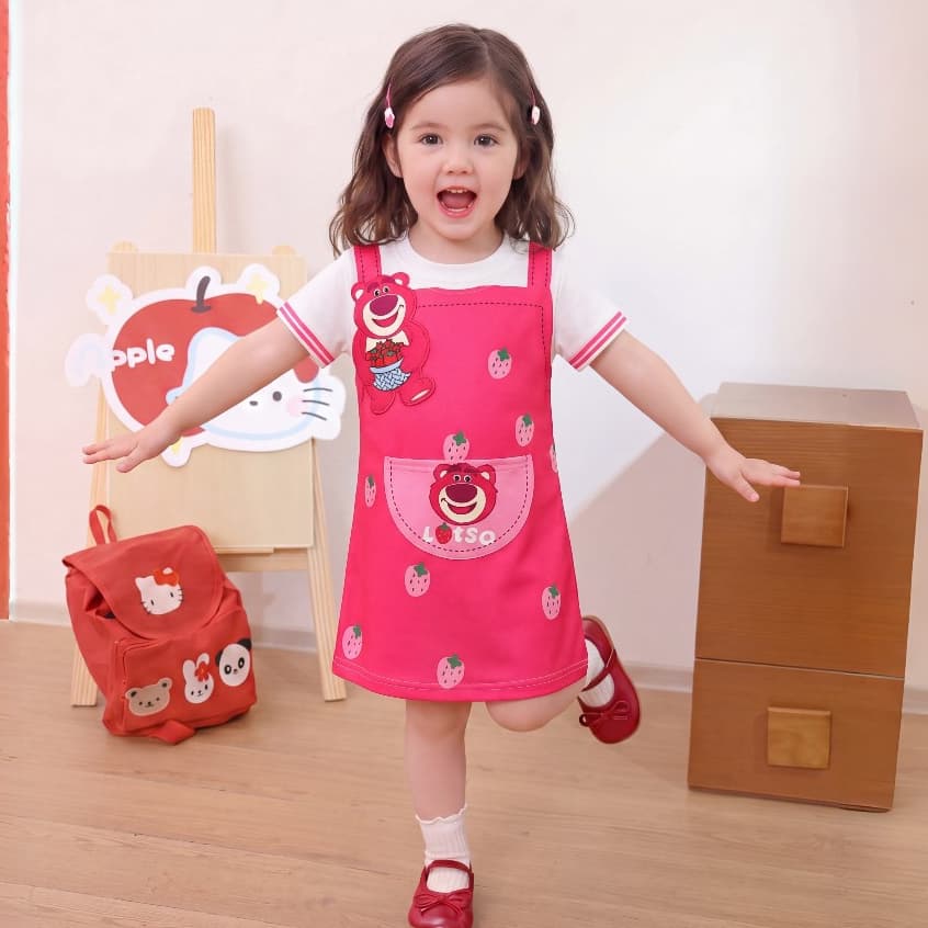 Mikyolike 1-9 ปี สไตล์เกาหลี ชุดเจ้าหญิงสีชมพูเด็ก ผ้าลายน่ารัก านุ่มใสสบายฯ ชุดออกงานเด็กผู้หญิงสีแดง รูปที่ 8