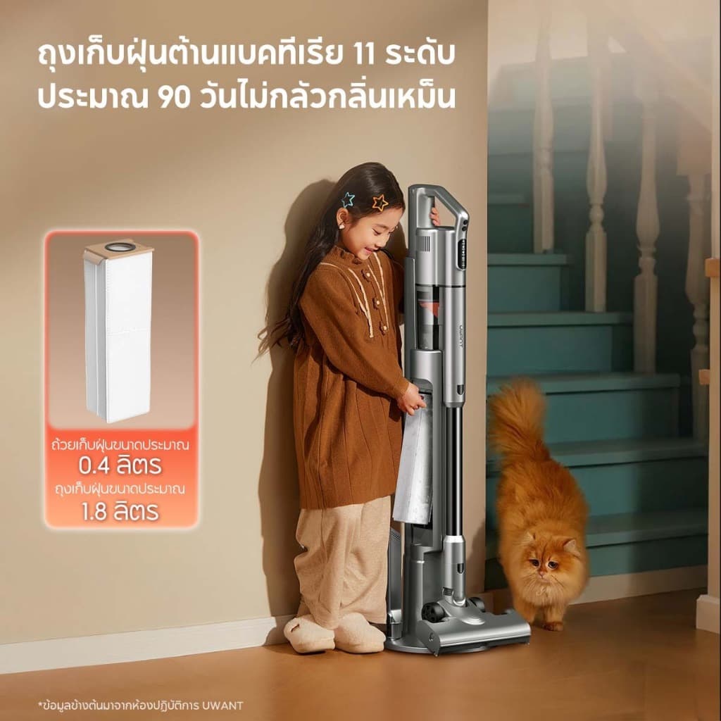 ชุดอัปเกรดสำหรับบ้านที่มีสัตว์เลี้ยง เครื่องดูดฝุ่นไร้สาย ดูดขนสัตว์เลี้ยง 25KPa รับประกัน 2 ปี รูปที่ 6
