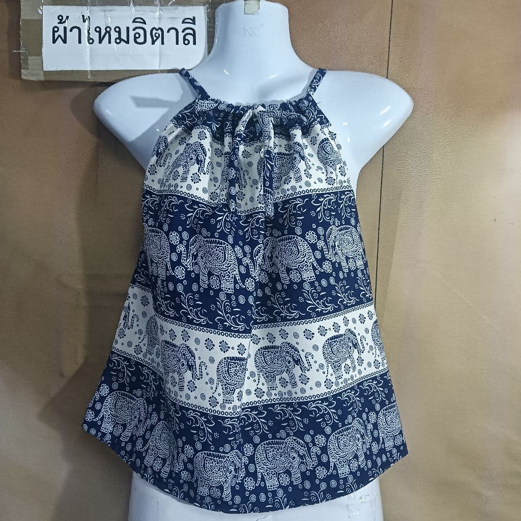 เสื้อสายเดี่ยว ลายช้าง ลายปาเต๊ะ มาใหม่ ผ้าเมมเบิร์ต สปัน รูปที่ 2